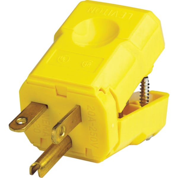 Straight Blade Plug, 6-20P, 20 A, 250V AC, 2 Pole, Screw Terminals, Grounded